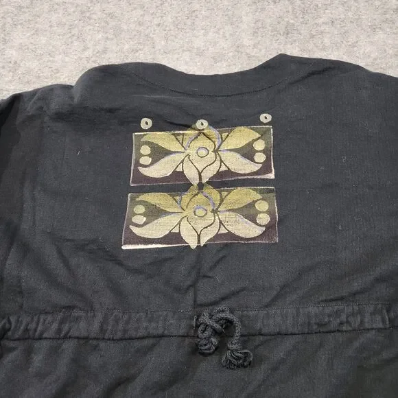 VTG Blue Fish Womens OS One Size Hand Painted Organic Cotton Button Shirt Jacket - Picture 13 of 16